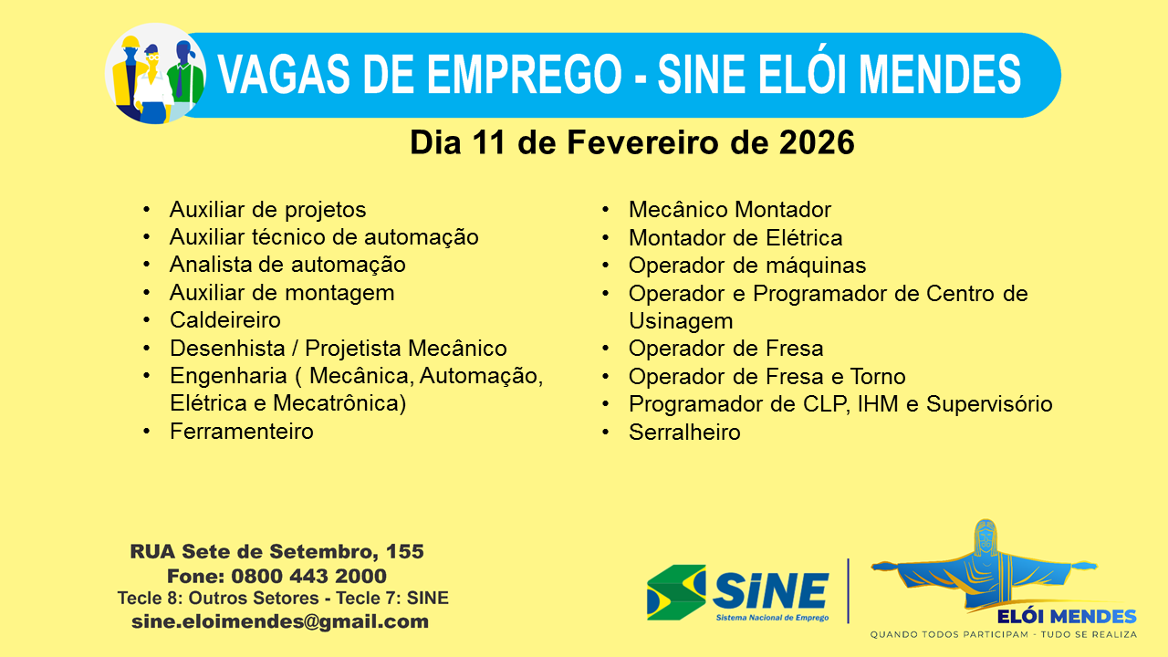VAGAS DE EMPREGO (SINE ELÓI MENDES)
